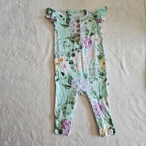 Posh Peanut 6-9m Erin Ruffled GUC Henley Romper Viscose Bamboo